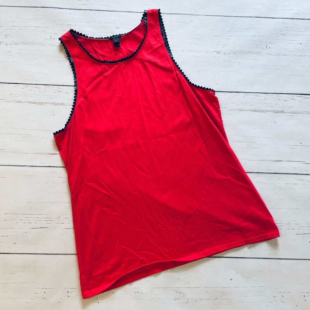 J. Crew Leather Scallop Trim Tank Top